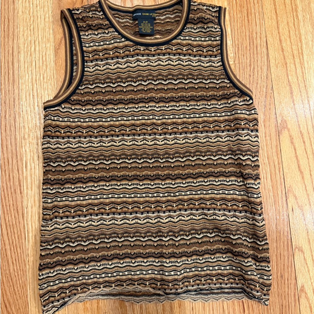 Grace Dane Lewis Brown Patterned Tank Top